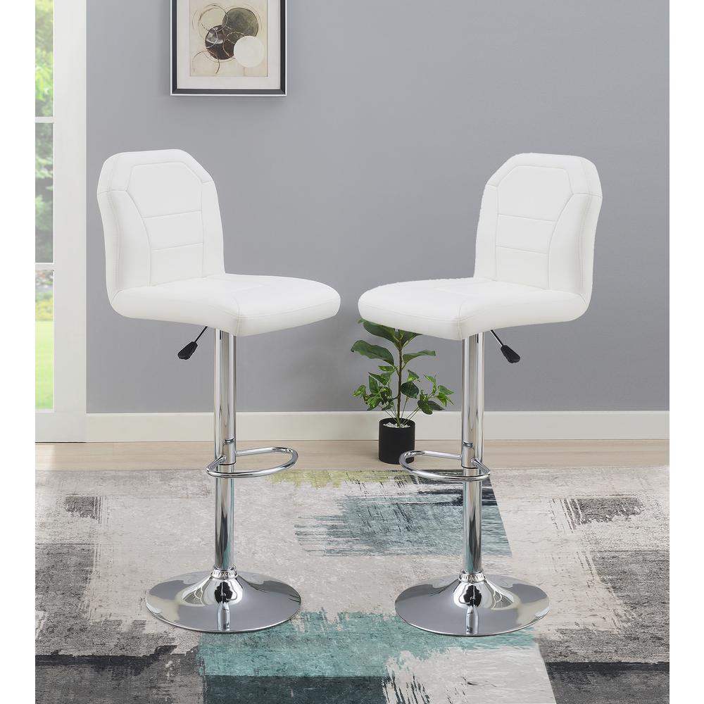 Adjustable Height & Swivel Barstool 2 Piece in White Faux Leather. Picture 1