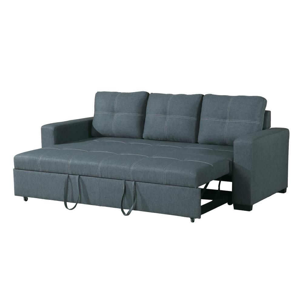 Furniture Polyfiber Fabric Convertible Sofa in Blue Grey. Picture 4