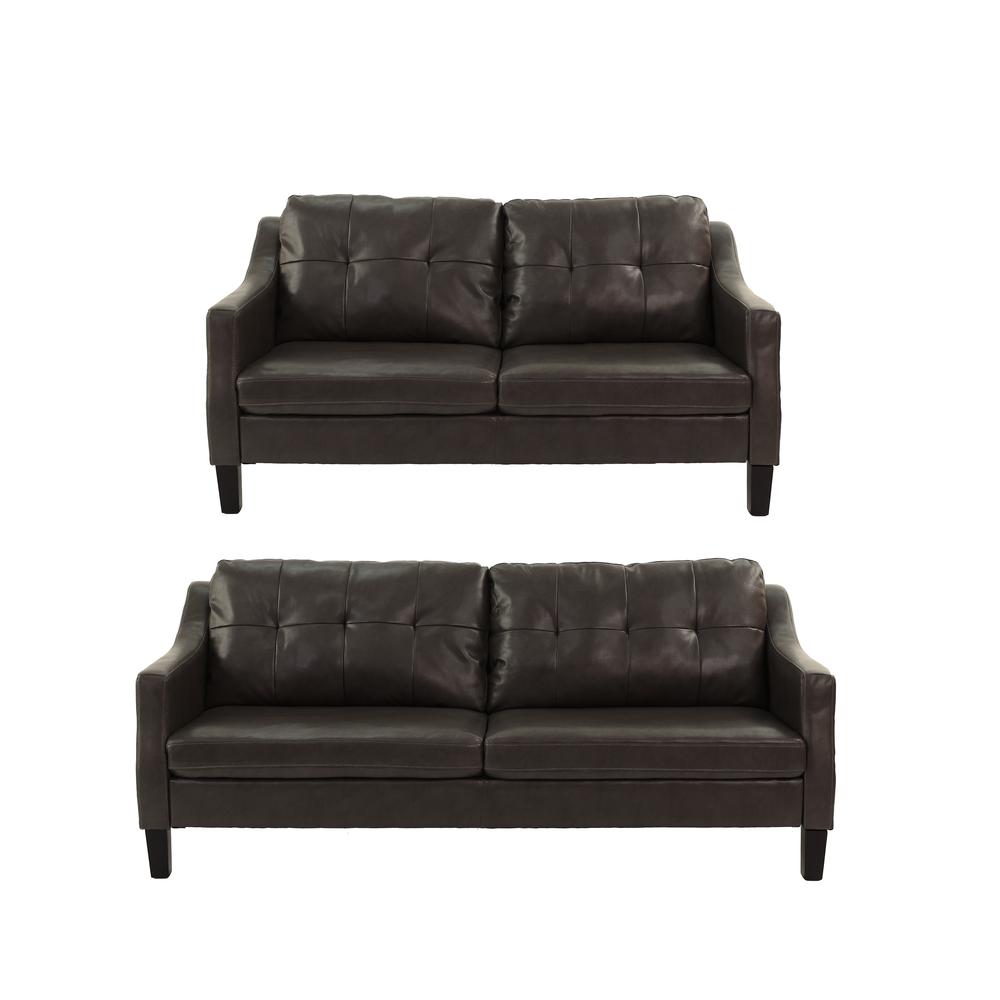 2-piece Gel Leatherette Sofa Set in Dark Brown. Picture 2