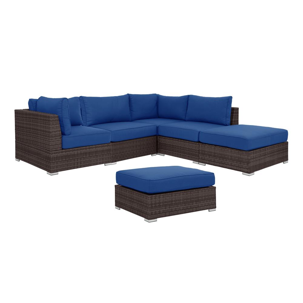 Poundex 6 piece Wicker Outdoor Set in Blue. Picture 1
