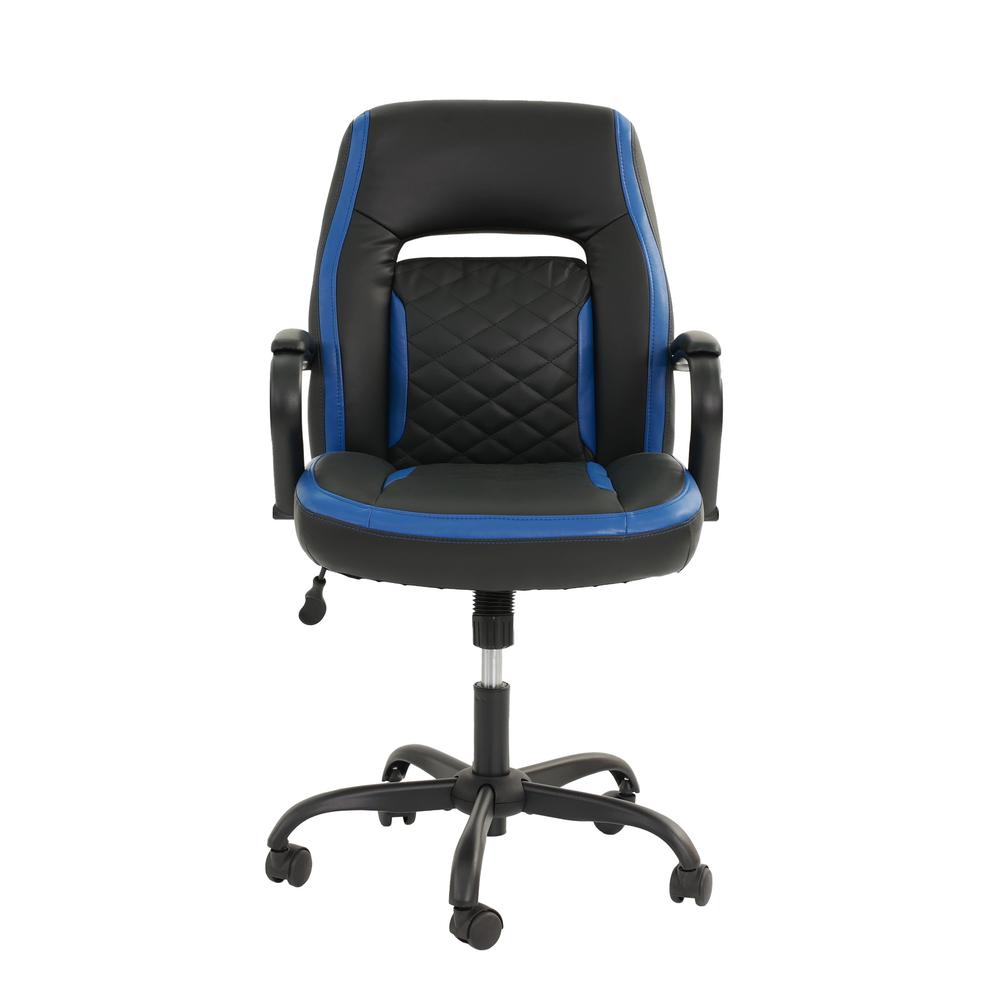 Furniture Faux Leather Office Chair in Black and Blue. Picture 2