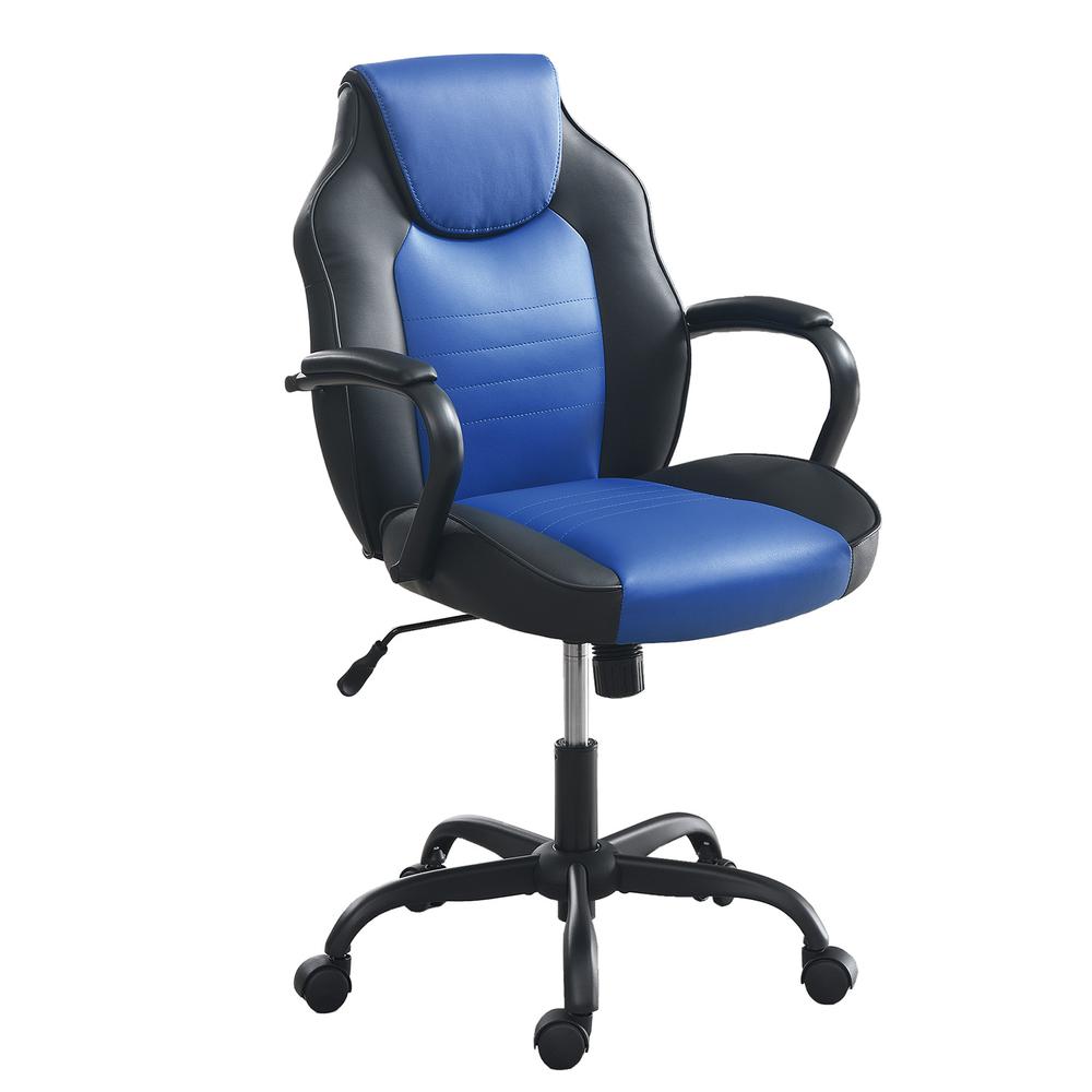 Furniture Faux Leather Office Chair  in  Black and Blue. Picture 2