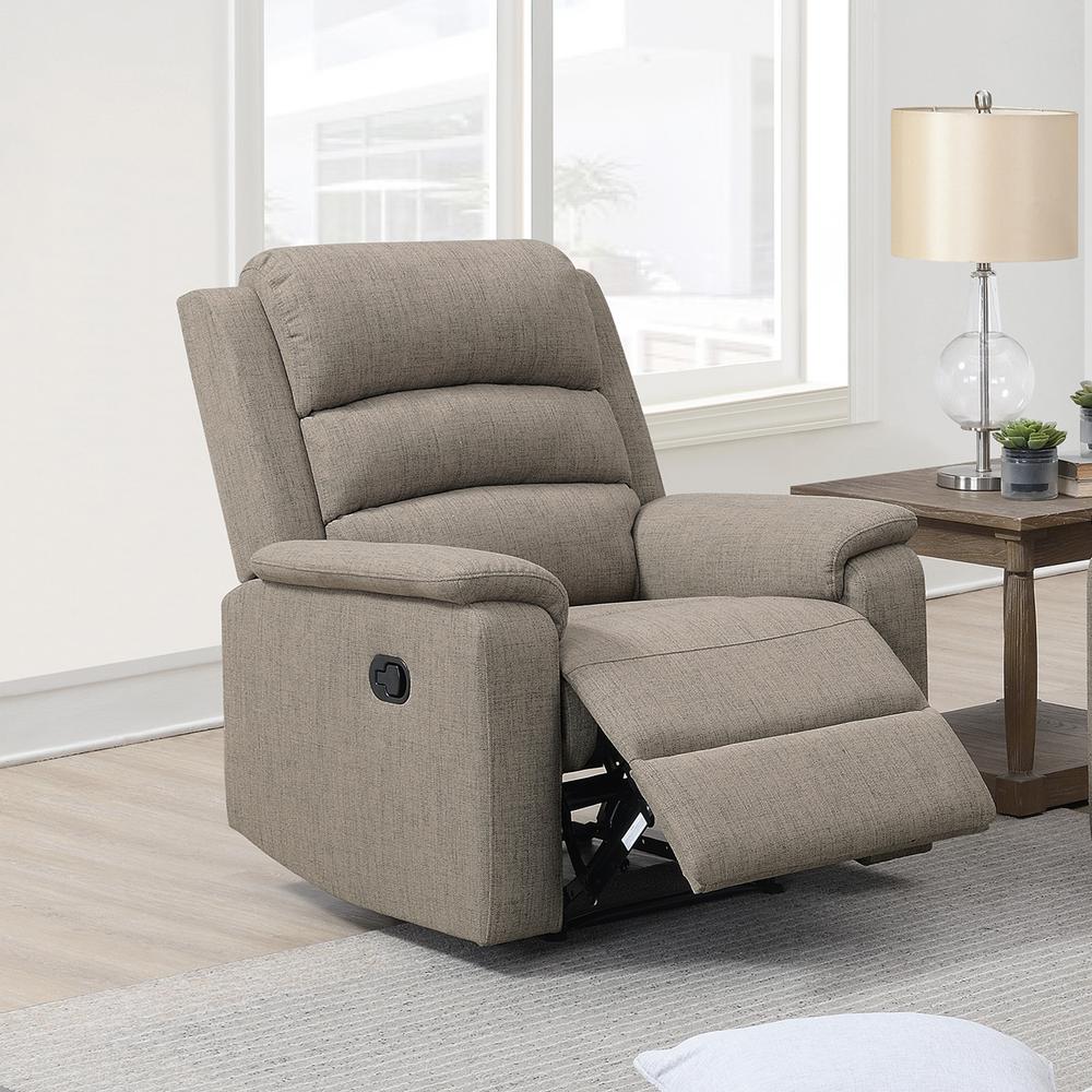 Manual Recliner in Light Brown. Picture 1