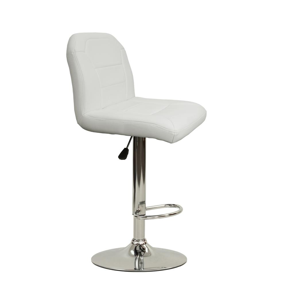 Adjustable Height & Swivel Barstool 2 Piece in White Faux Leather. Picture 3