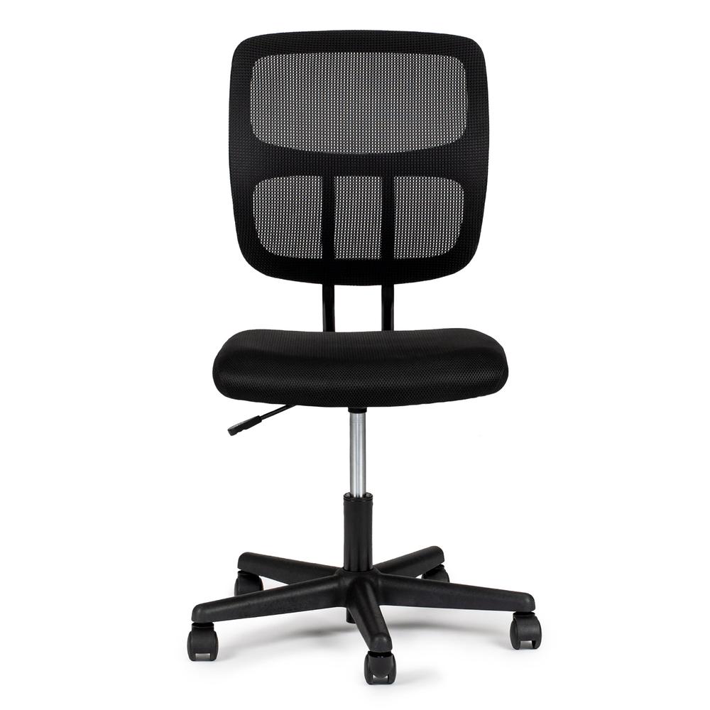 Furniture Armless Mesh Fabric Office Chair in Black Color. Picture 2