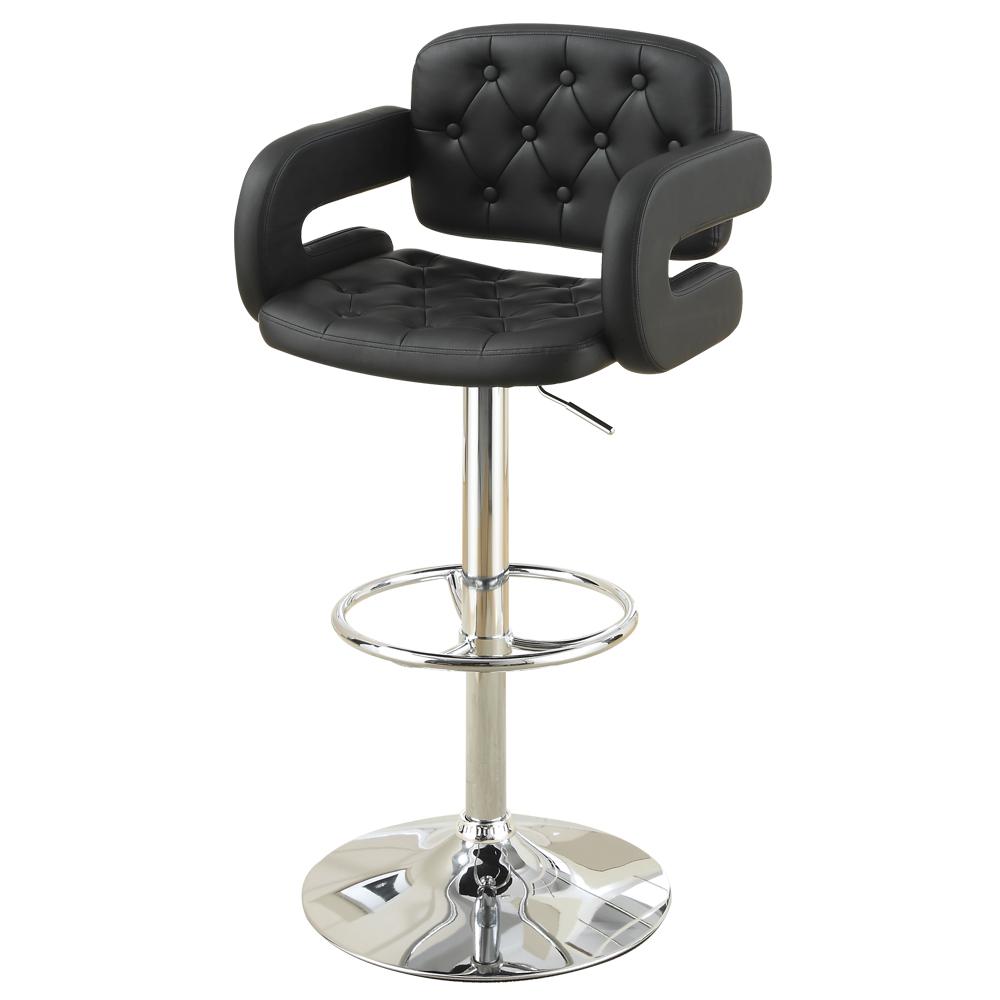 Poundex Adjustable Height & Swivel Barstool in Black Faux Leather (1Pc), 22" W x 20" D x 38" ~ 44" H, Package Weight 27. Picture 4