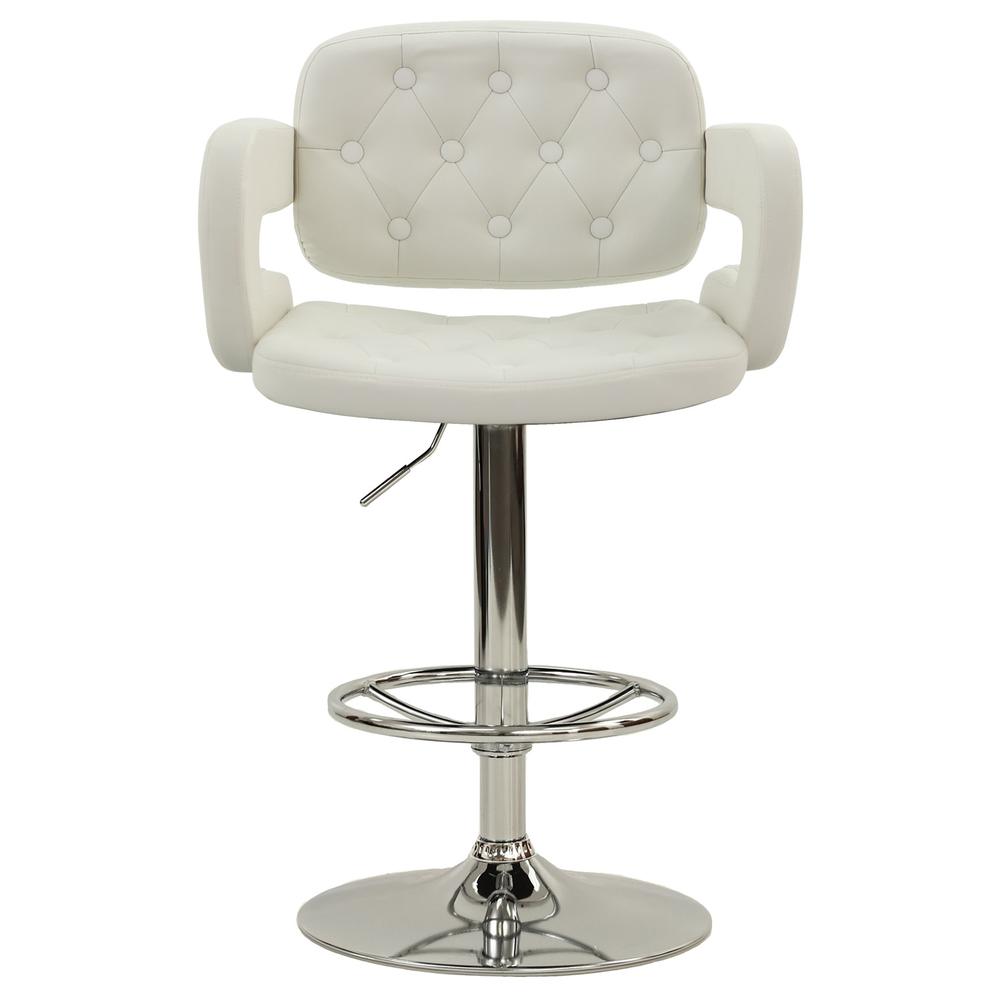 Poundex Adjustable Height & Swivel Barstool in White Faux Leather (1Pc), 22" W x 20" D x 38" ~ 44" H, Package Weight 27. Picture 4