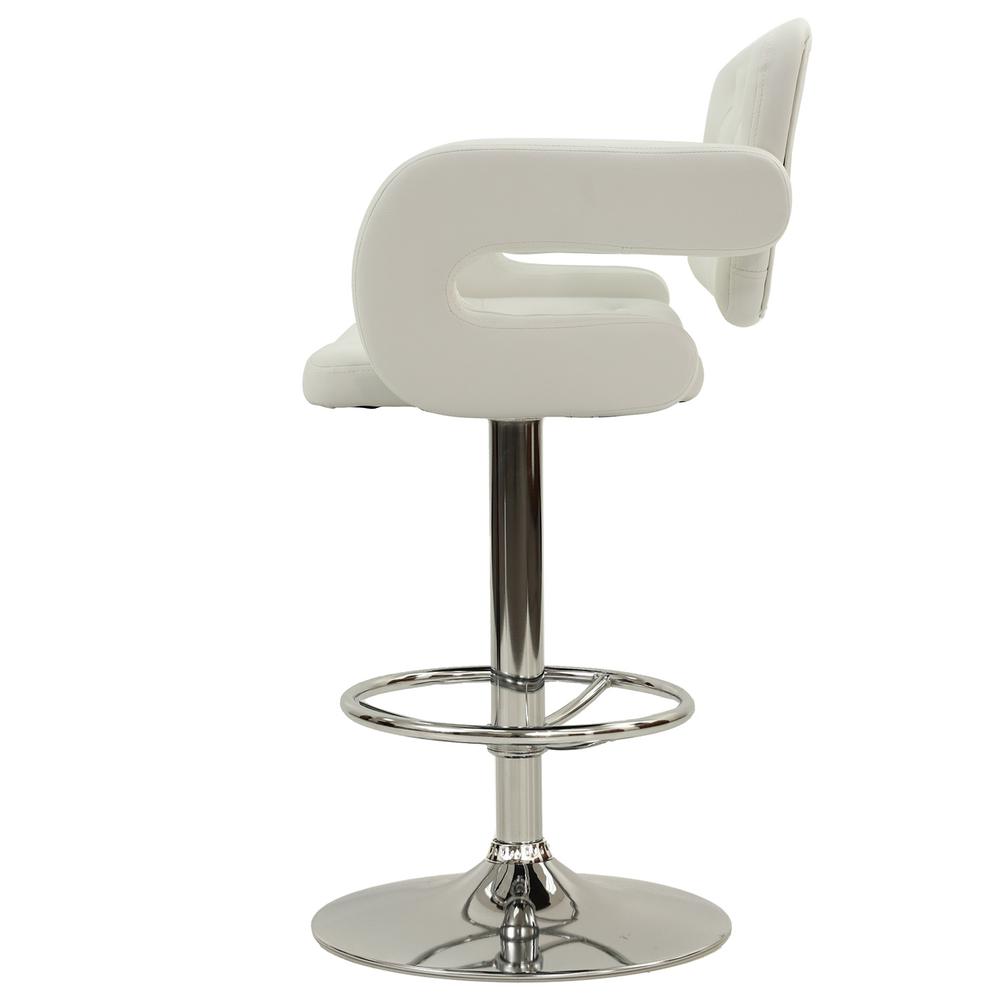 Poundex Adjustable Height & Swivel Barstool in White Faux Leather (1Pc), 22" W x 20" D x 38" ~ 44" H, Package Weight 27. Picture 5