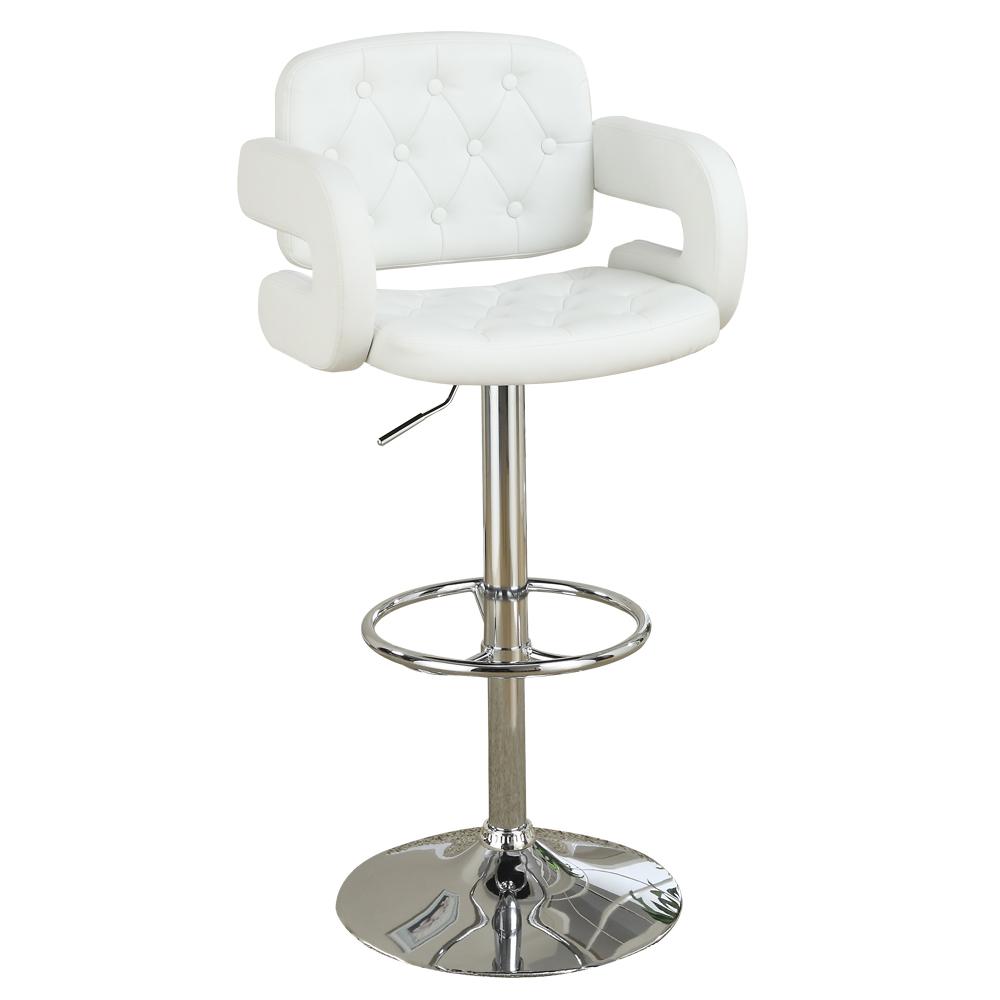 Poundex Adjustable Height & Swivel Barstool in White Faux Leather (1Pc), 22" W x 20" D x 38" ~ 44" H, Package Weight 27. Picture 1