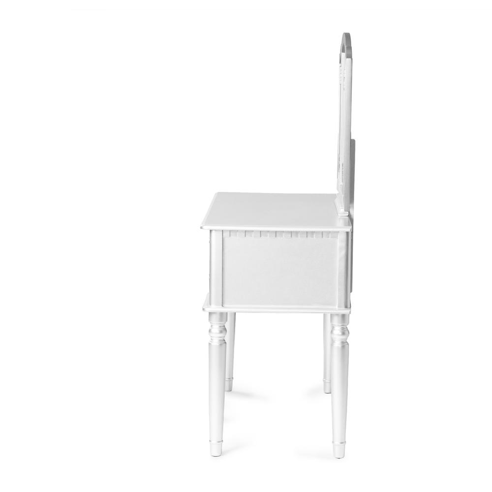 Poundex Wooden Makeup Vanity Set Desk, Mirror and Stool - White , 43" W x 19" D x 54" H, Package Weight 91. Picture 5