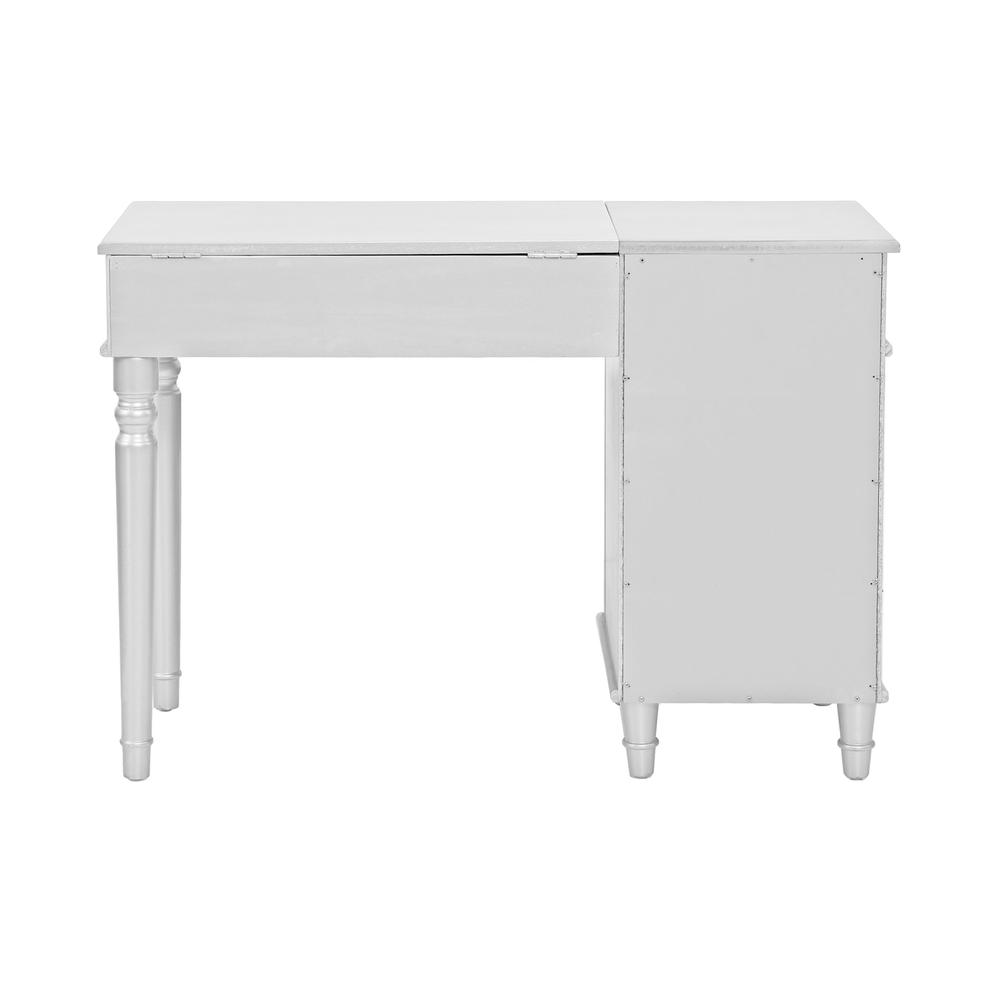 Poundex Wooden Makeup Vanity Set Desk, Mirror and Stool - White, 43" W x 18" D x 30" up-to 47" H, Package Weight 90. Picture 2