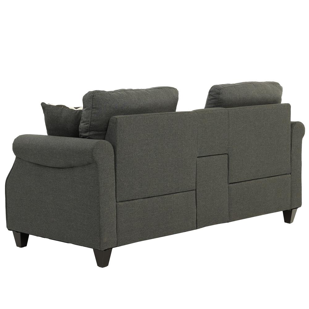 Poundex 2 Piece Fabric Sofa Set with USB Console in Blue Gray, Sofa: 84" W x 33" D x 36" H, Loveseat with USB Console: 72" W x 33" D x 36" H, Package Weight 129. Picture 4