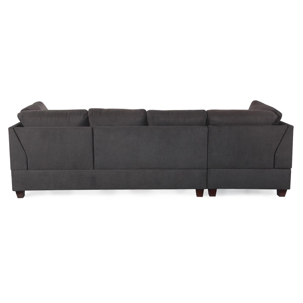 Poundex 3 Piece Fabric Sectional Set with Ottoman in Ebony Gray, 112" W x 84" D x 35" H, Package Weight 95. Picture 4