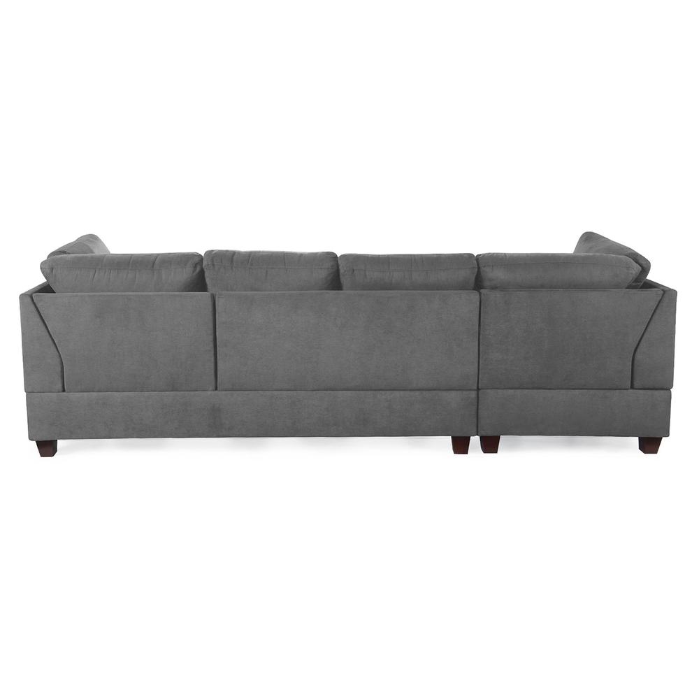 Poundex 3 Piece Fabric Sectional Set with Ottoman in Gray, 112" W x 84" D x 35" H, Package Weight 103. Picture 4