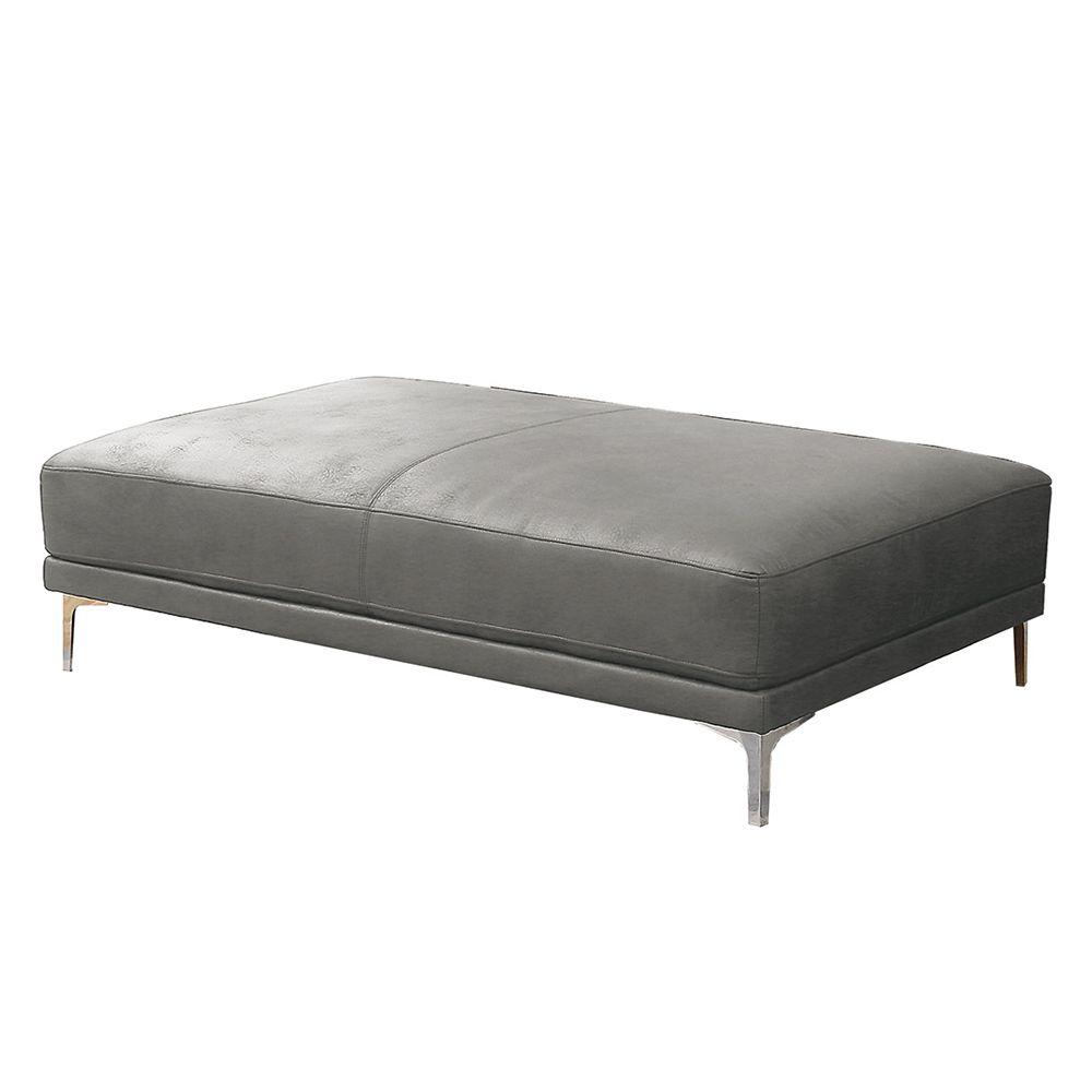 Poundex Faux Leather Cocktail Ottoman in Antique Gray, 66" W x 33" D x 18" H, Package Weight 69. Picture 4