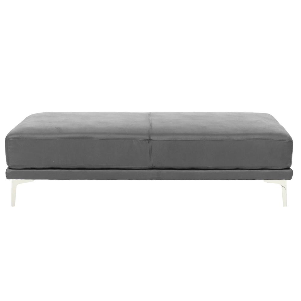Poundex Faux Leather Cocktail Ottoman in Antique Gray, 66" W x 33" D x 18" H, Package Weight 69. Picture 1