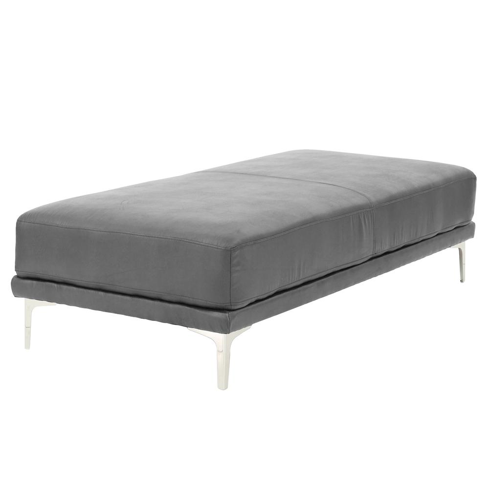 Poundex Faux Leather Cocktail Ottoman in Antique Gray, 66" W x 33" D x 18" H, Package Weight 69. Picture 2