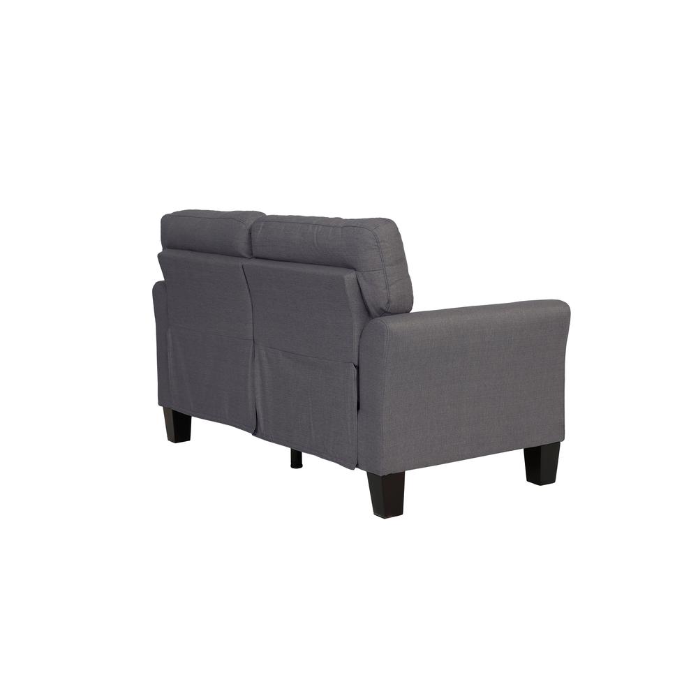 Poundex 2 Piece Fabric Sofa Loveseat Set in Charcoal Gray Color, Sofa 72" W x 32" D x 35" H, Loveseat 58" W x 32" D x 35" H, Package Weight 82. Picture 2