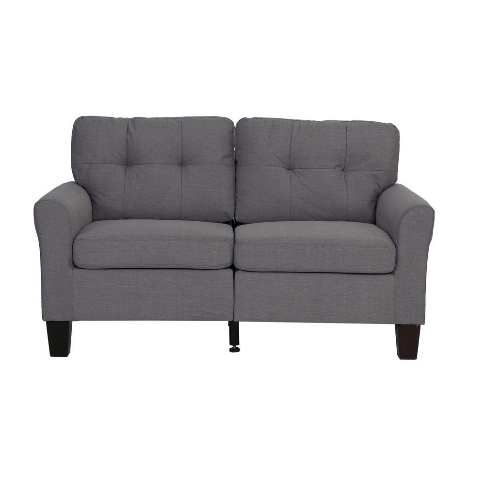 Poundex 2 Piece Fabric Sofa Loveseat Set in Charcoal Gray Color, Sofa 72" W x 32" D x 35" H, Loveseat 58" W x 32" D x 35" H, Package Weight 82. Picture 3
