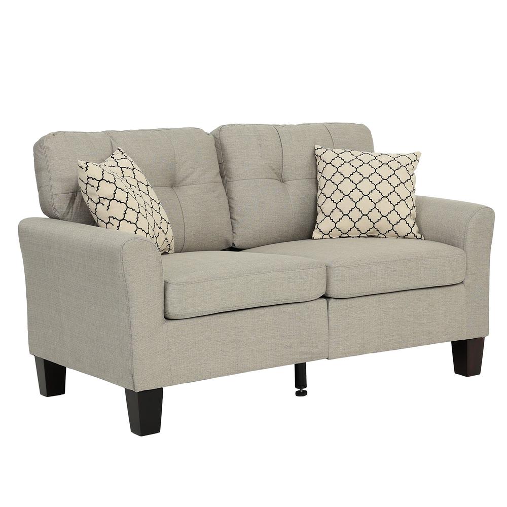 Poundex 2 Piece Fabric Sofa Loveseat Set in Beige Color, Sofa 72" W x 32" D x 35" H, Loveseat 58" W x 32" D x 35" H, Package Weight 82. Picture 1