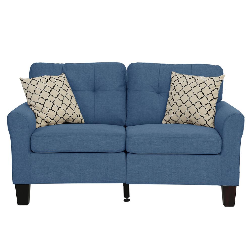 Poundex 2 Piece Fabric Sofa Loveseat Set in Blue Color, Sofa 72" W x 32" D x 35" H, Loveseat 58" W x 32" D x 35" H, Package Weight 82. Picture 3
