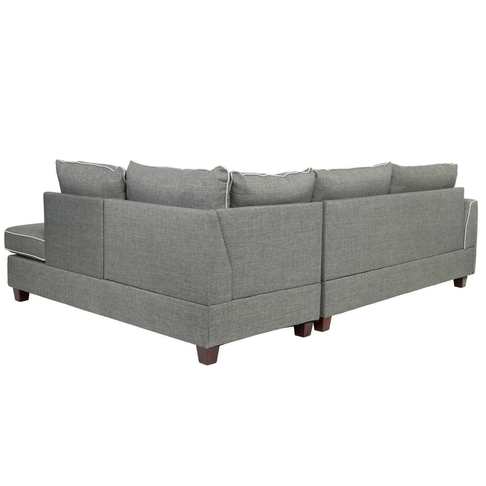 Poundex 3 Piece Fabric Sectional with Storage Ottoman in Steel Gray, 105" W x 75" D x 35" H , Package Weight 100. Picture 5
