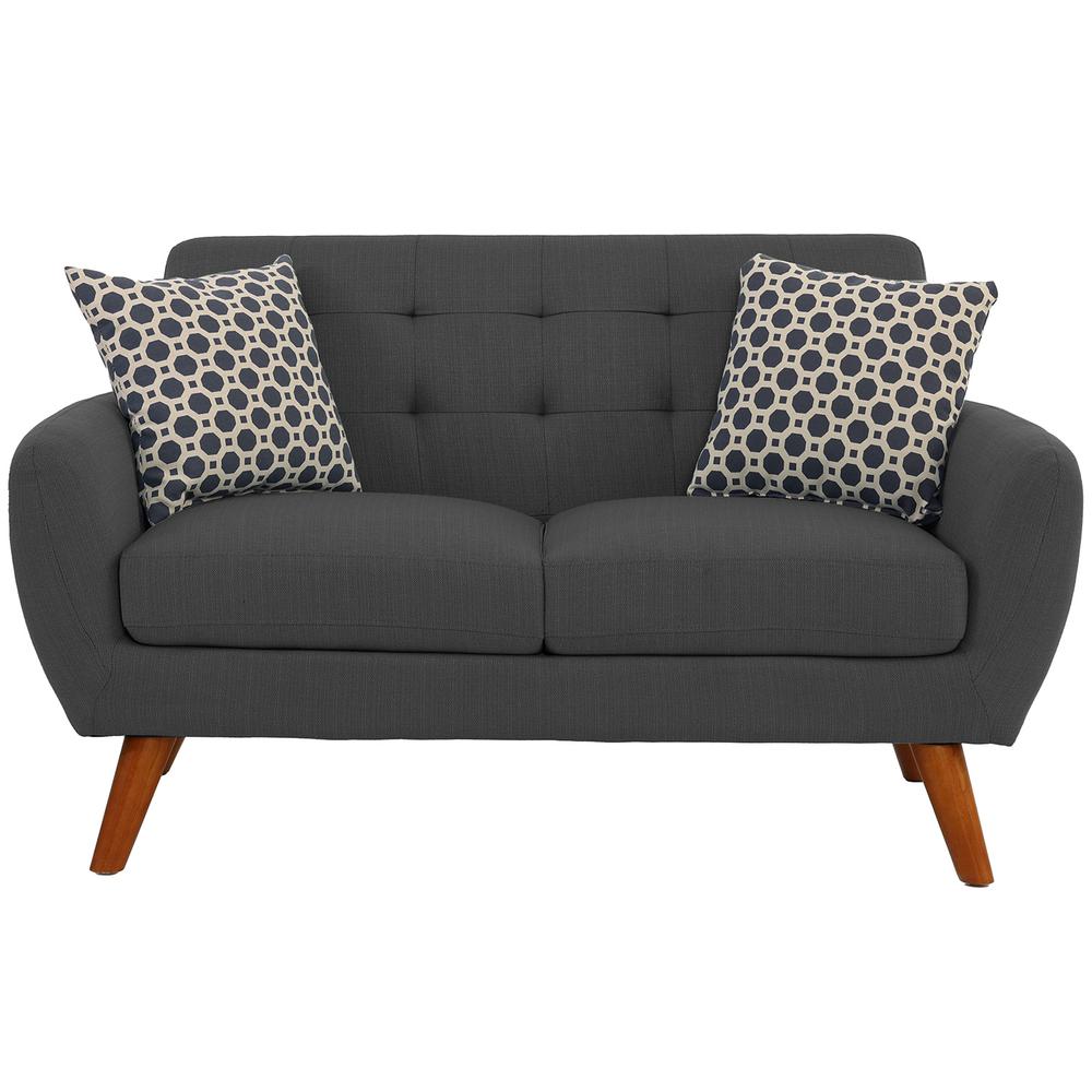 Poundex 2 Piece Sofa and Loveseat Set in Ash Black Fabric, Sofa 80" W x 33" D x 33" H, Loveseat 58" W x 33" D x 33" H, Package Weight 84. Picture 4