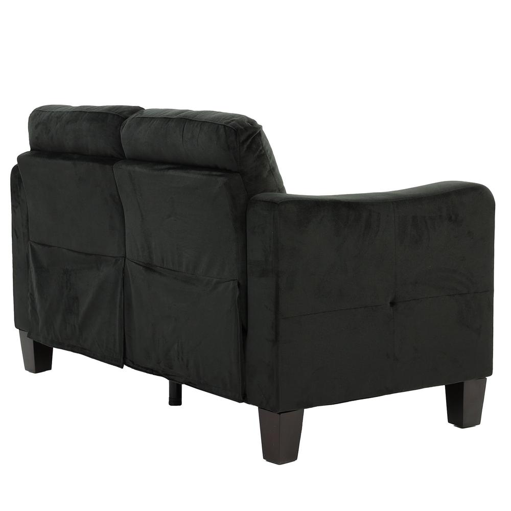 Poundex 2 Piece Sofa and Loveseat Set in Black Fabric, Sofa 72" W x 32" D x 35" H, Loveseat 58" W x 32" D x 35" H, Package Weight 88. Picture 3