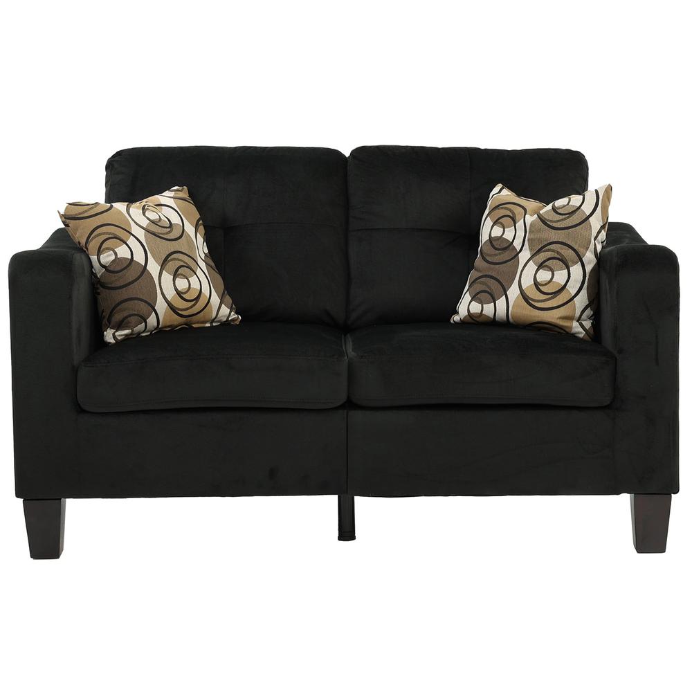 Poundex 2 Piece Sofa and Loveseat Set in Black Fabric, Sofa 72" W x 32" D x 35" H, Loveseat 58" W x 32" D x 35" H, Package Weight 88. Picture 4