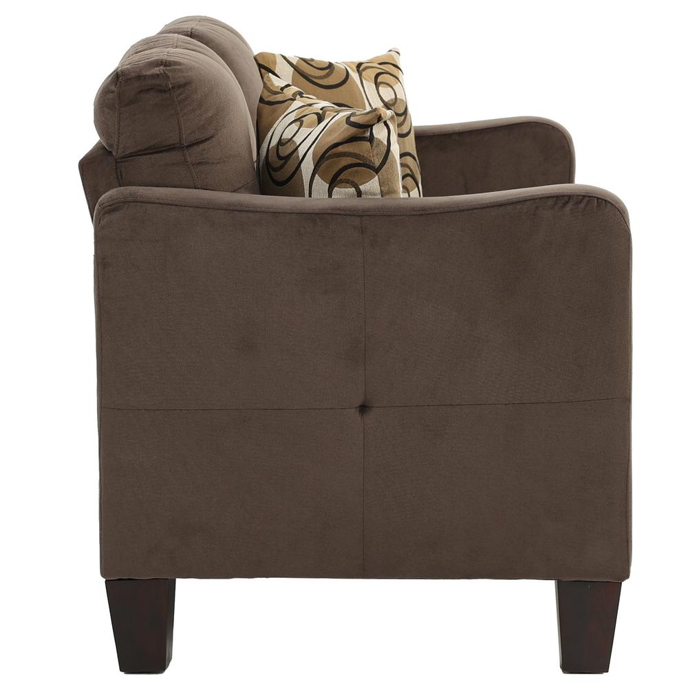 Poundex 2 Piece Sofa and Loveseat Set in Chocolate Fabric, Sofa 72" W x 32" D x 35" H, Loveseat 58" W x 32" D x 35" H, Package Weight 88. Picture 5
