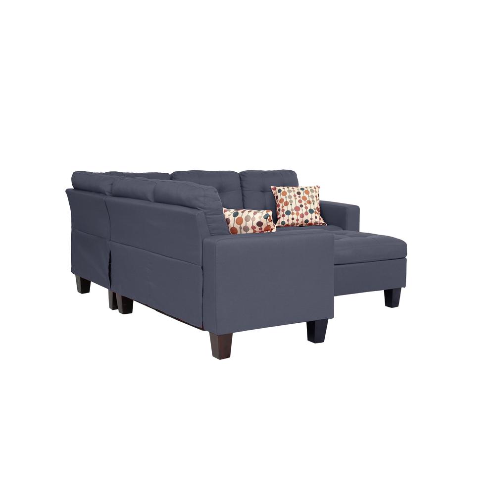 Poundex 4 Piece Sectional Set in Blue Gray Fabric, 81" W x 81" D x 33" H, Package Weight 125. Picture 3