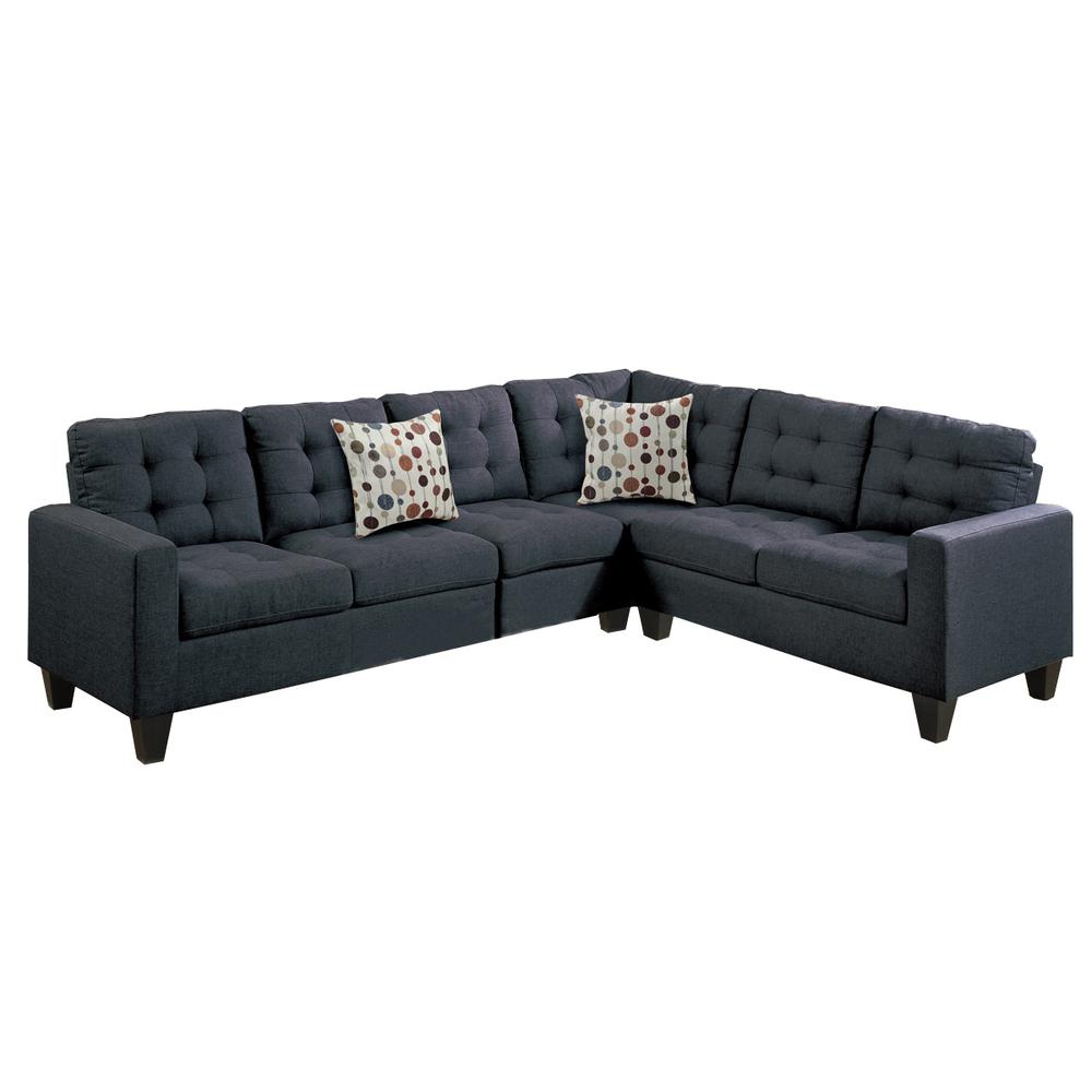 Poundex 4 Piece Sectional Set in Black Fabric, 103" W x 81" D x 33" H, Package Weight 131. Picture 1