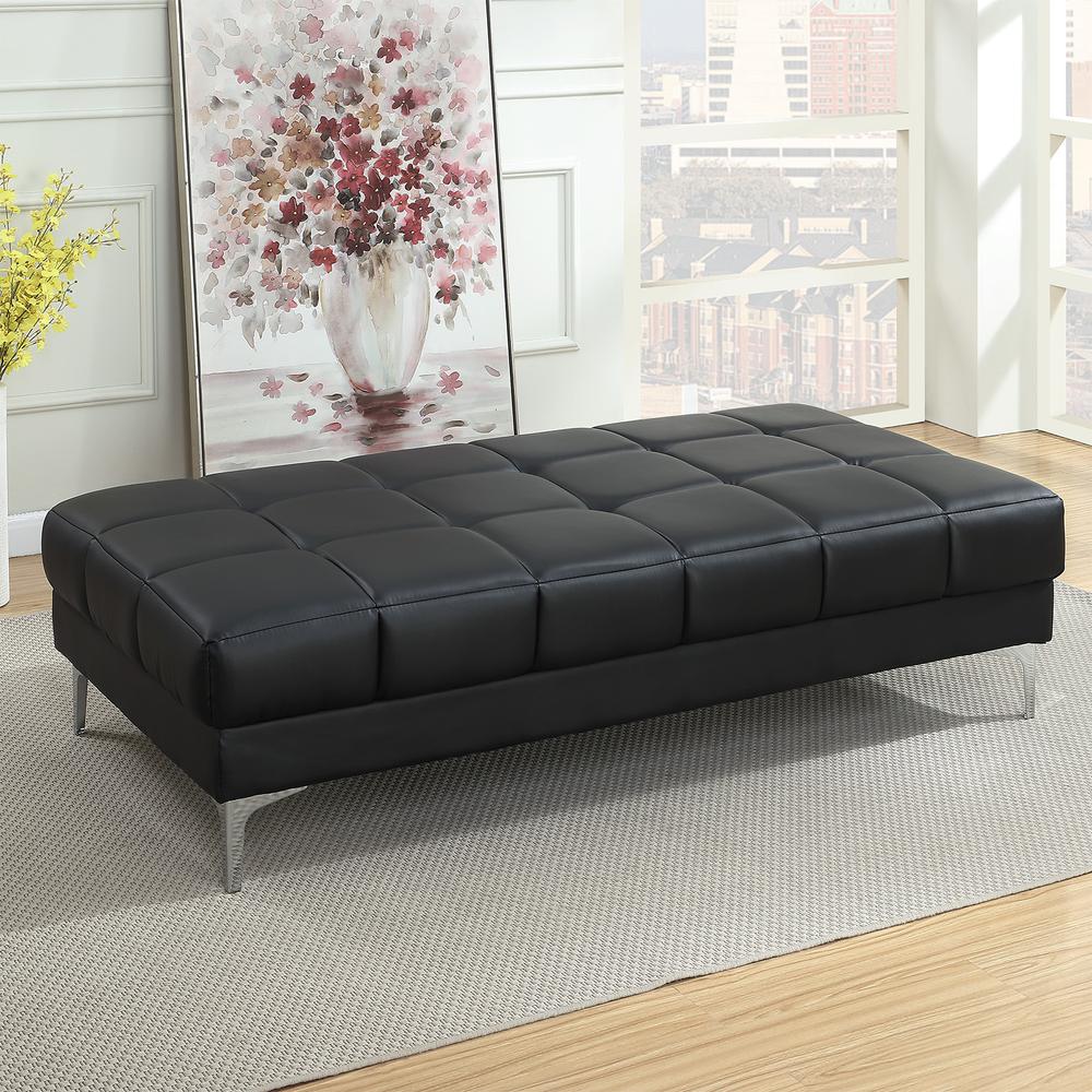Poundex Tufted Faux Leather Cocktail Ottoman in Black Color, 66" W x 33" D x 17" H, Package Weight 68. Picture 4