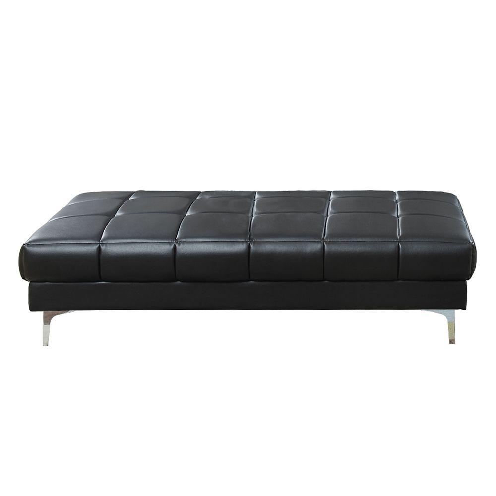 Poundex Tufted Faux Leather Cocktail Ottoman in Black Color, 66" W x 33" D x 17" H, Package Weight 68. Picture 5