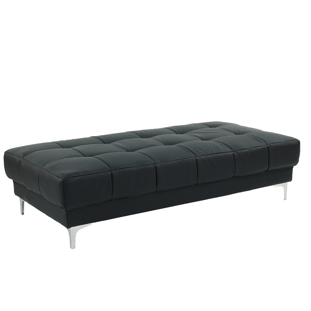 Poundex Tufted Faux Leather Cocktail Ottoman in Black Color, 66" W x 33" D x 17" H, Package Weight 68. Picture 1