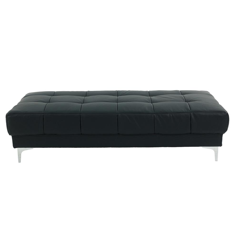 Poundex Tufted Faux Leather Cocktail Ottoman in Black Color, 66" W x 33" D x 17" H, Package Weight 68. Picture 2