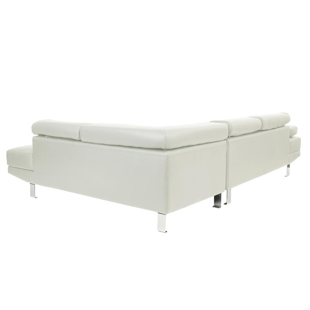 Poundex 2 Piece Faux Leather Sectional Set in White, 105" W x 77" D x 29" ~ 33" H, Package Weight 98. Picture 3