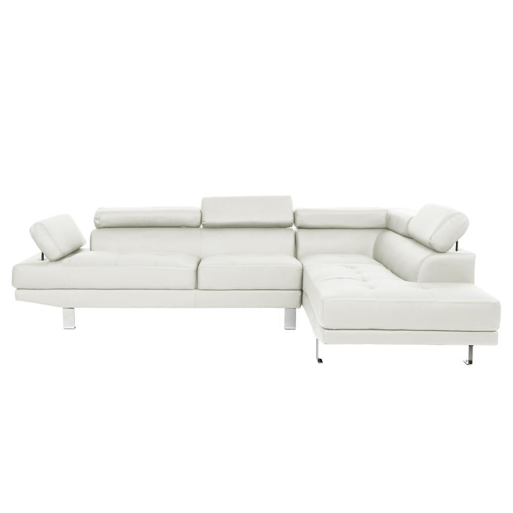 Poundex 2 Piece Faux Leather Sectional Set in White, 105" W x 77" D x 29" ~ 33" H, Package Weight 98. Picture 2