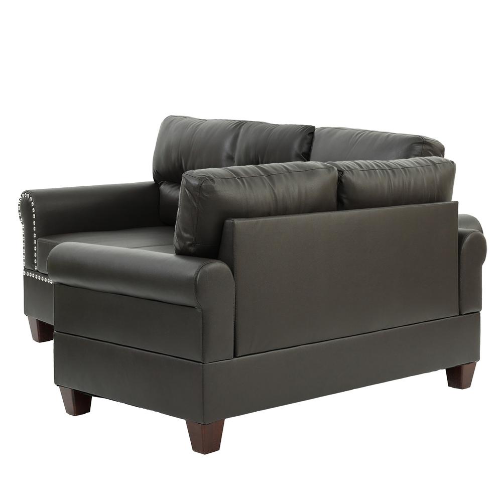 Poundex 2 Piece Sofa and Loveseat Set in Espresso Faux Leather. Picture 2