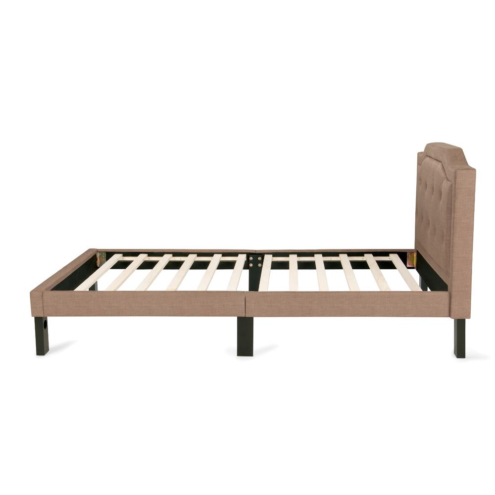 Poundex Twin Upholstered Bed Frame with Slats in Brown Tan Fabric, 86" L x 43" W x 38" H , Package Weight 56. Picture 6