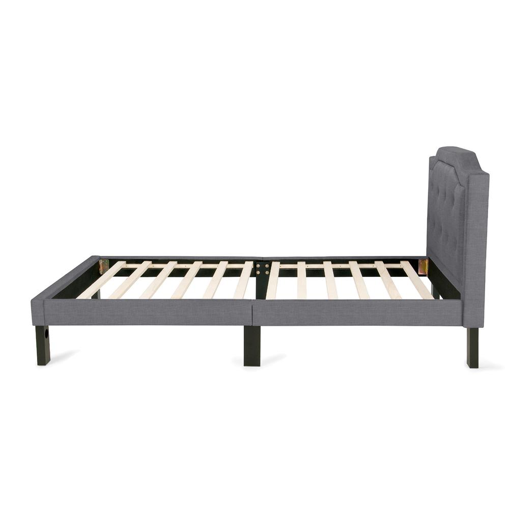 Poundex Twin Upholstered Bed Frame with Slats in Light Gray Fabric, 86" L x 43" W x 38" H , Package Weight 53. Picture 5