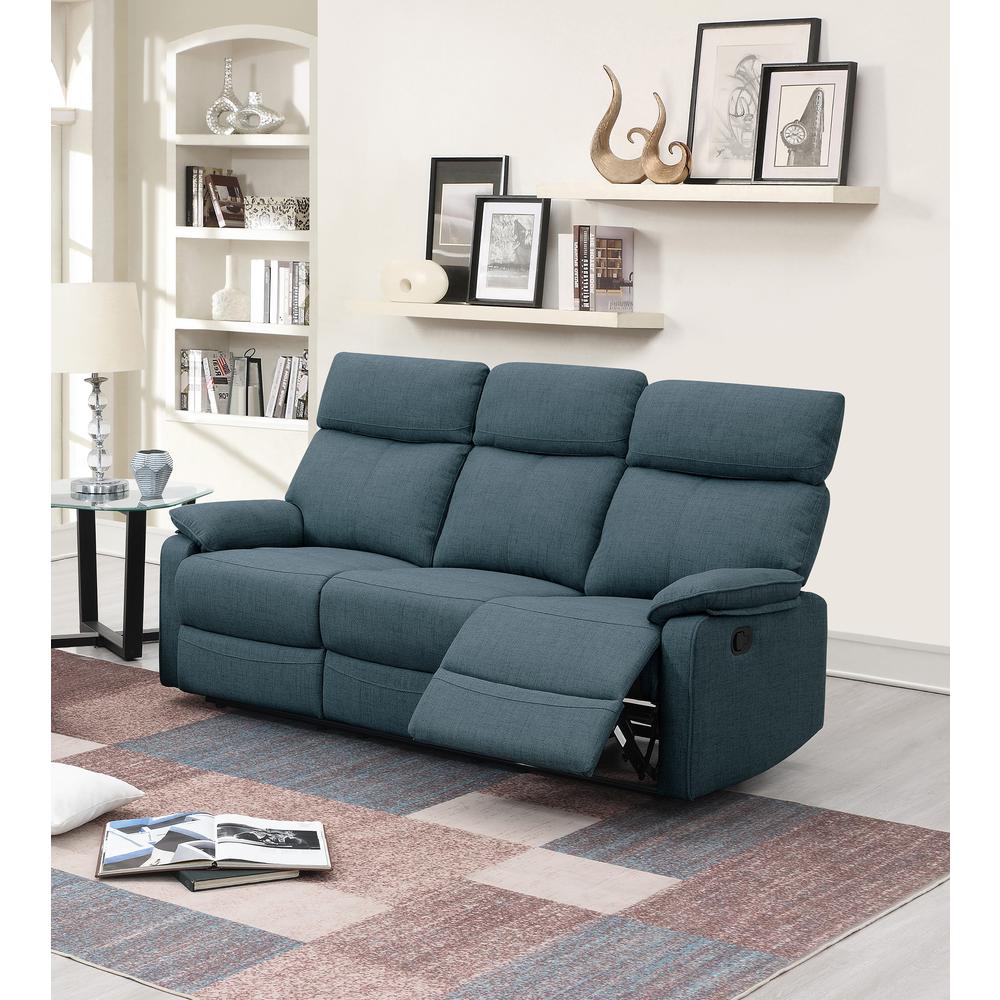 Manual Sofa Recliner in Dark Blue. Picture 1