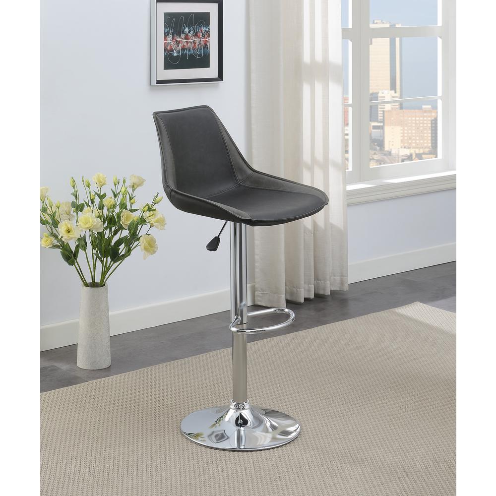 Adjustable Height & Swivel Barstool 2 Piece in Ebony Faux Leather. Picture 1