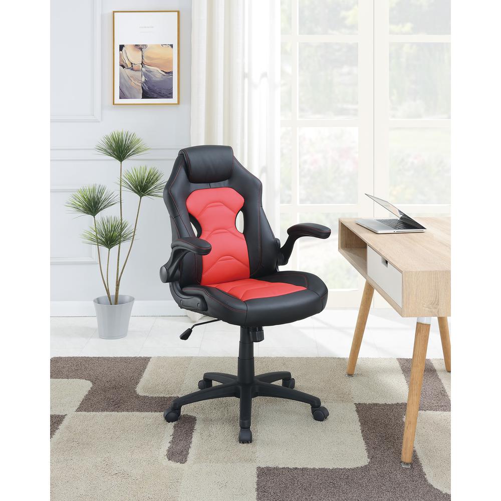 Furniture Faux Leather Office Chair in Black and Red. Picture 1