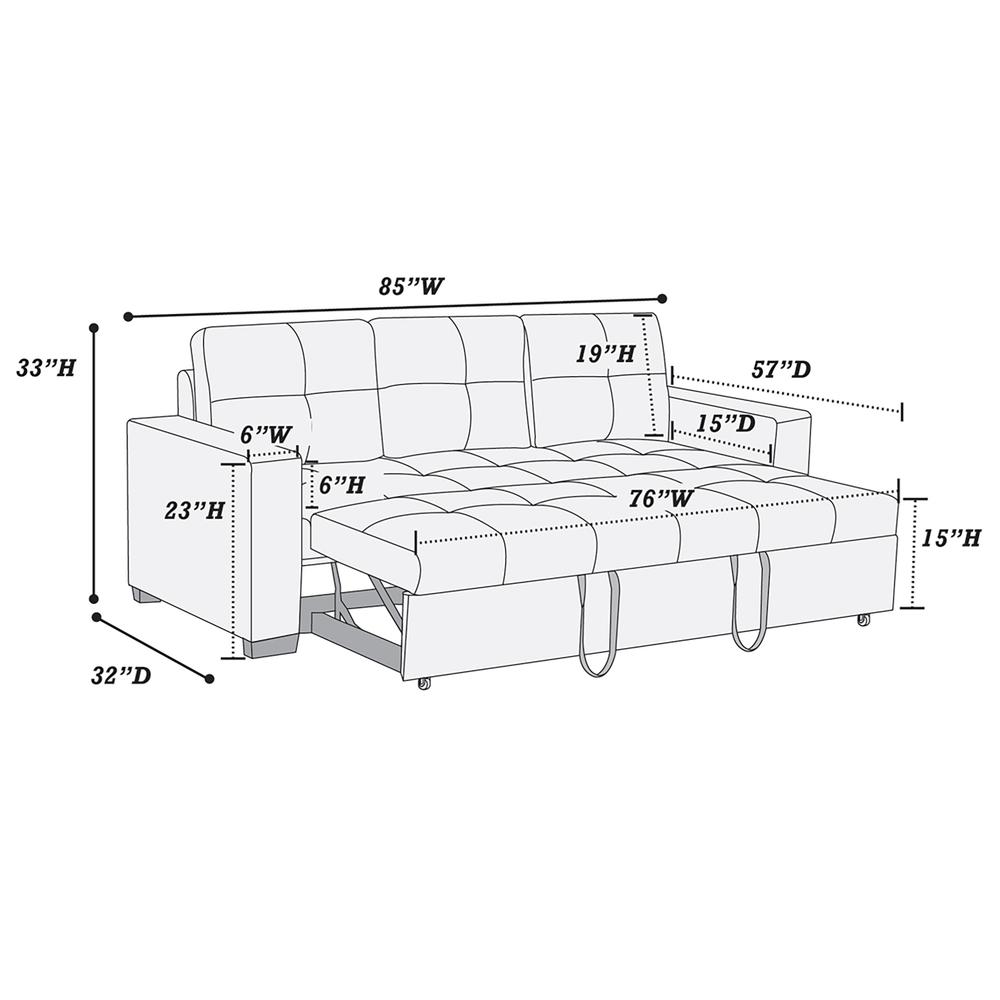 Furniture Polyfiber Fabric Convertible Sofa in Blue Grey. Picture 5