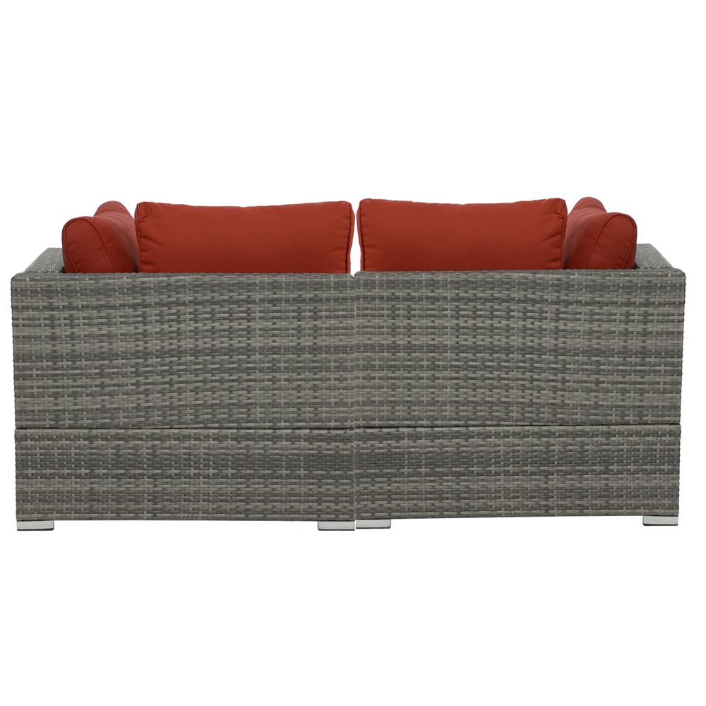 Poundex Wicker Outdoor Loveseat in Red. Picture 3