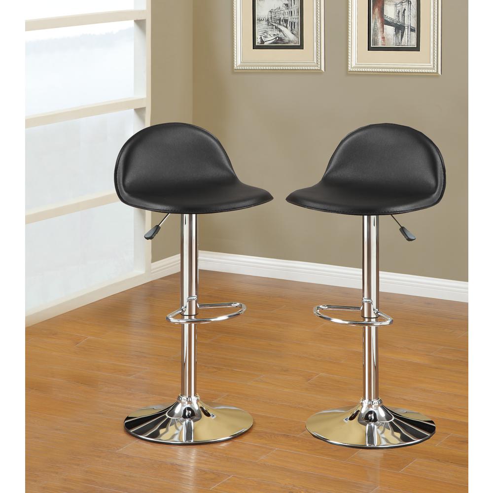 Height Adjustable 35" Faux Leather Barstool Set in Black (Set of 2). Picture 1