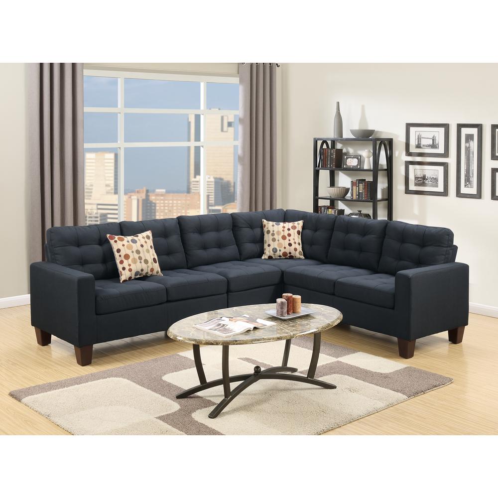 Poundex 4 Piece Sectional Set in Black Fabric, 103" W x 81" D x 33" H, Package Weight 131. Picture 2