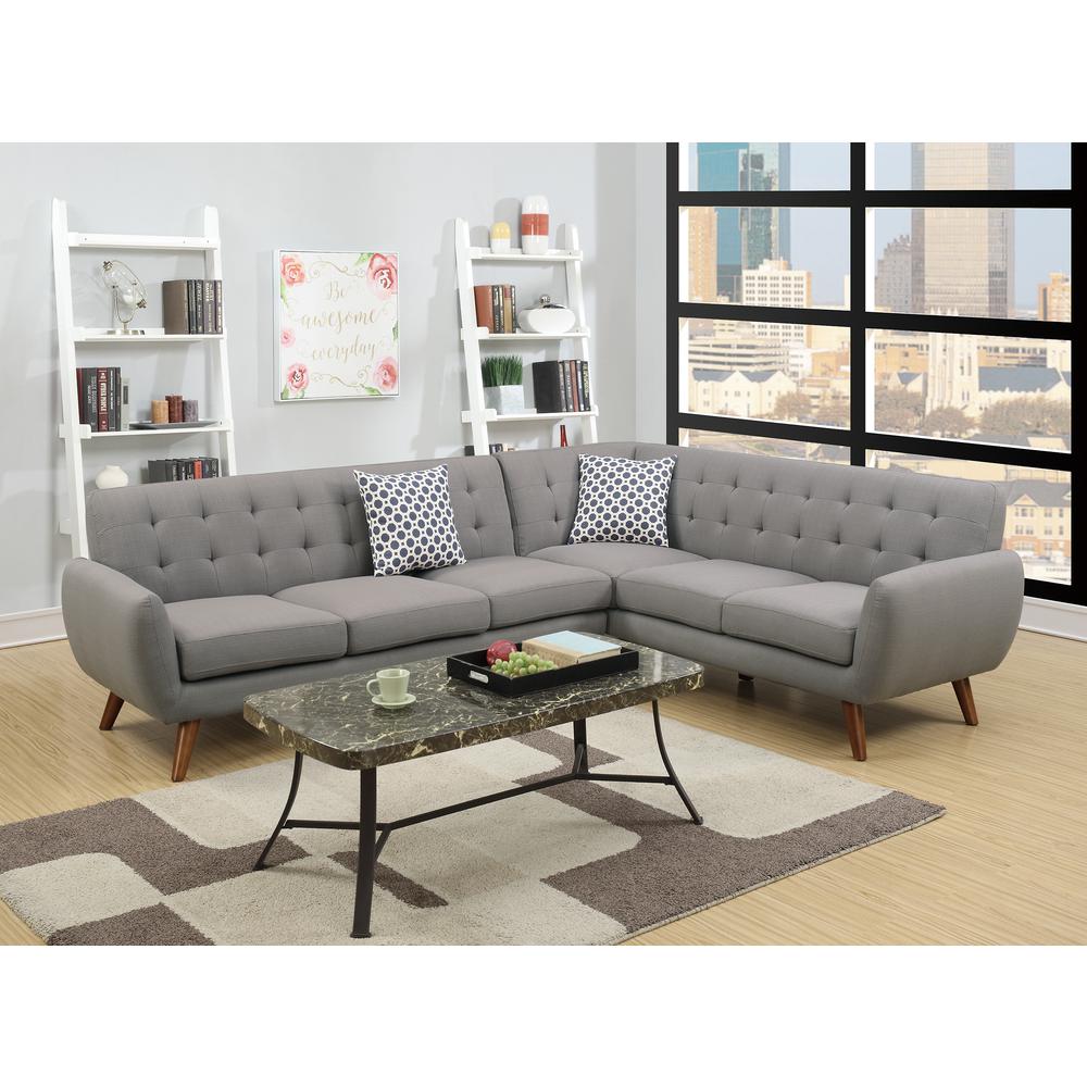 Poundex 2 Piece Fabric Sectional Set in Gray Color, 111" W x 85" D x 33" H, Package Weight 116. Picture 6