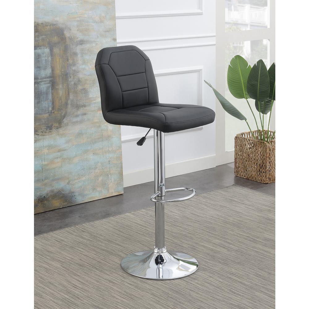 Adjustable Height & Swivel Barstool 2 Piece in Black Faux Leather. Picture 1